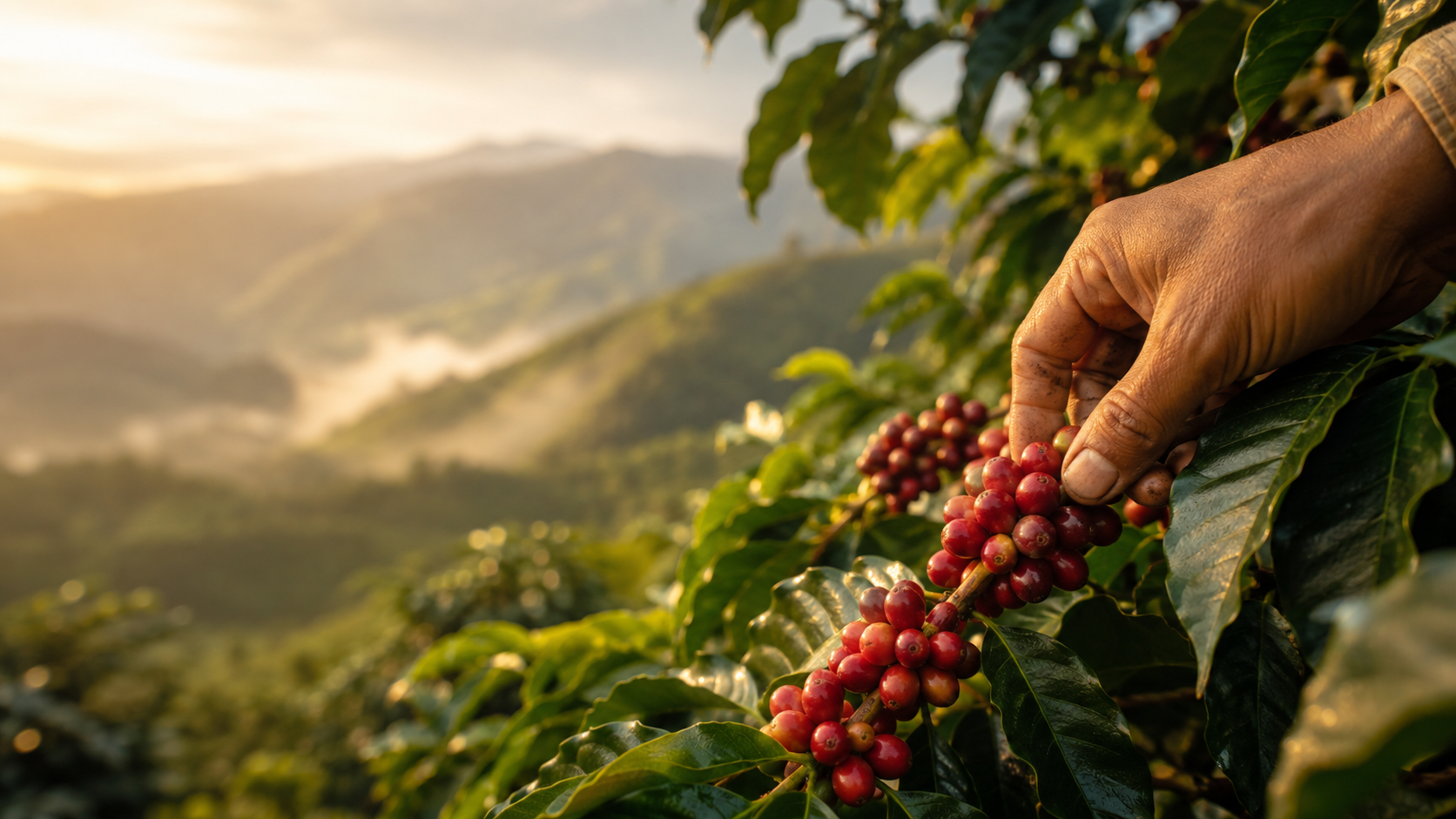 Coffee farm plantation in the mountains of Risaralda, Colombia