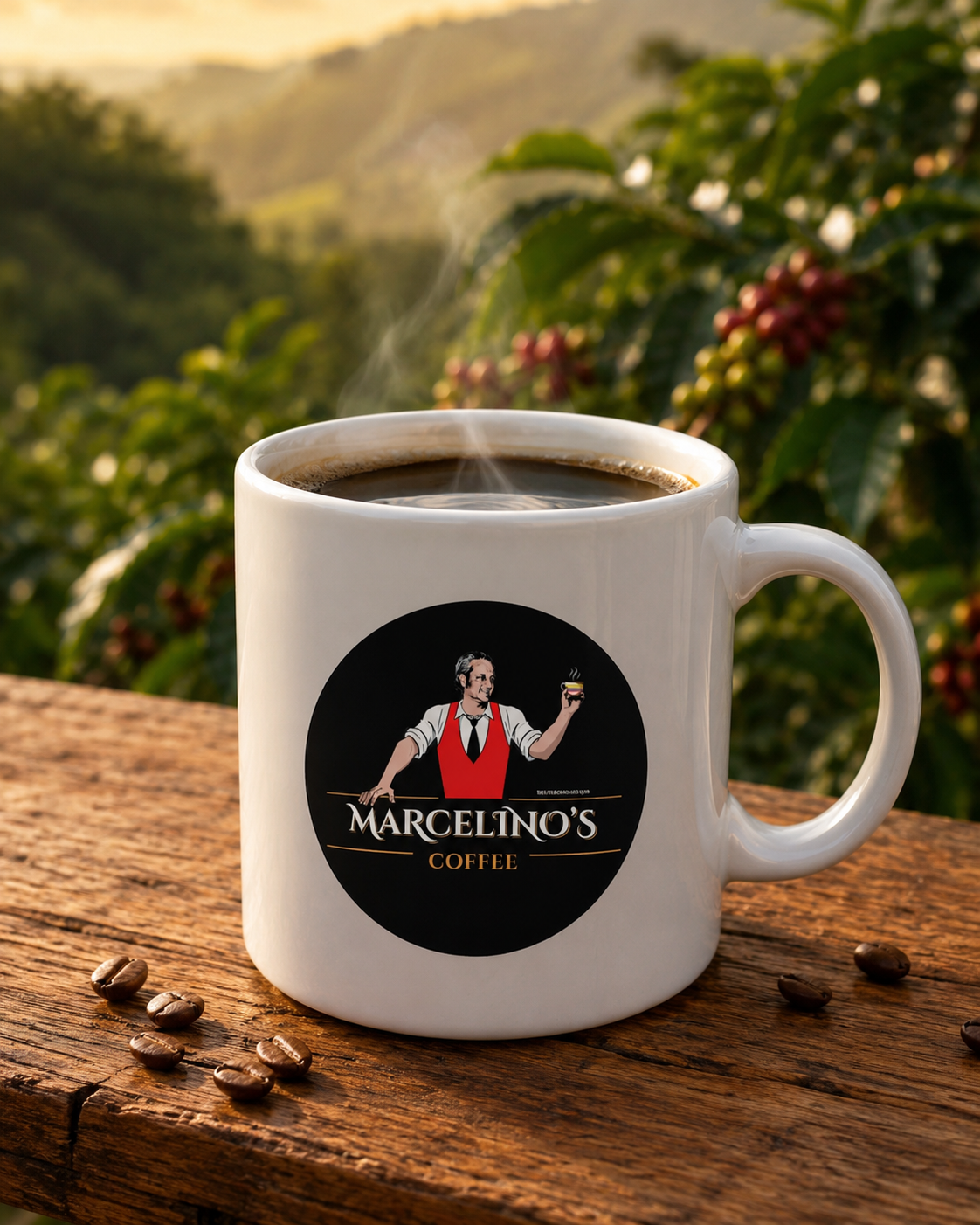Marcelino's Coffee kraft bag, professional product photography
