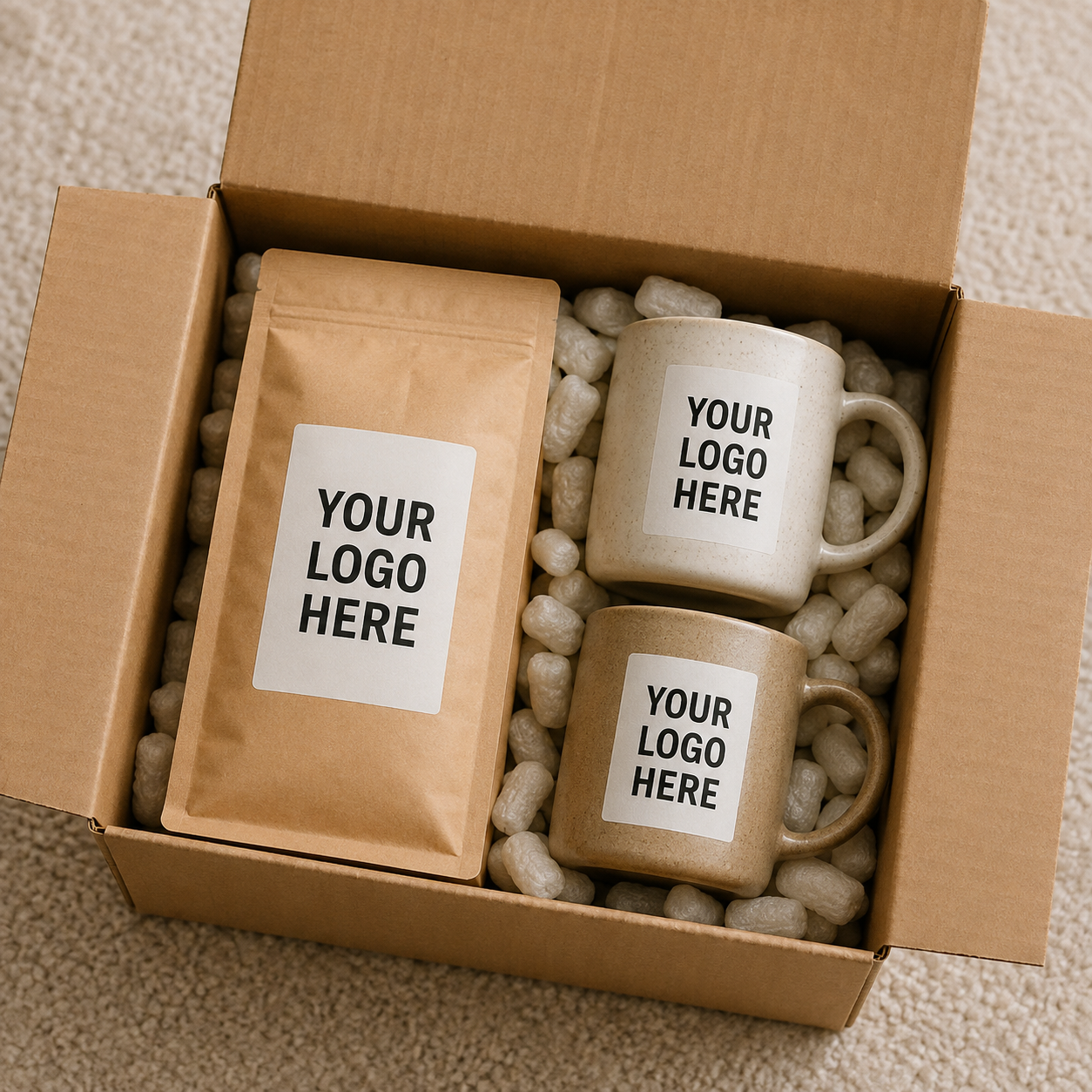 Private label coffee gift box mockup, customizable with your logo